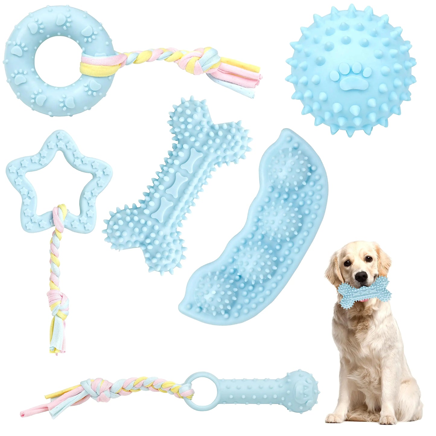 6 Pack Dog Puppy Chew Toys Interactive for Small-Medium Breeds