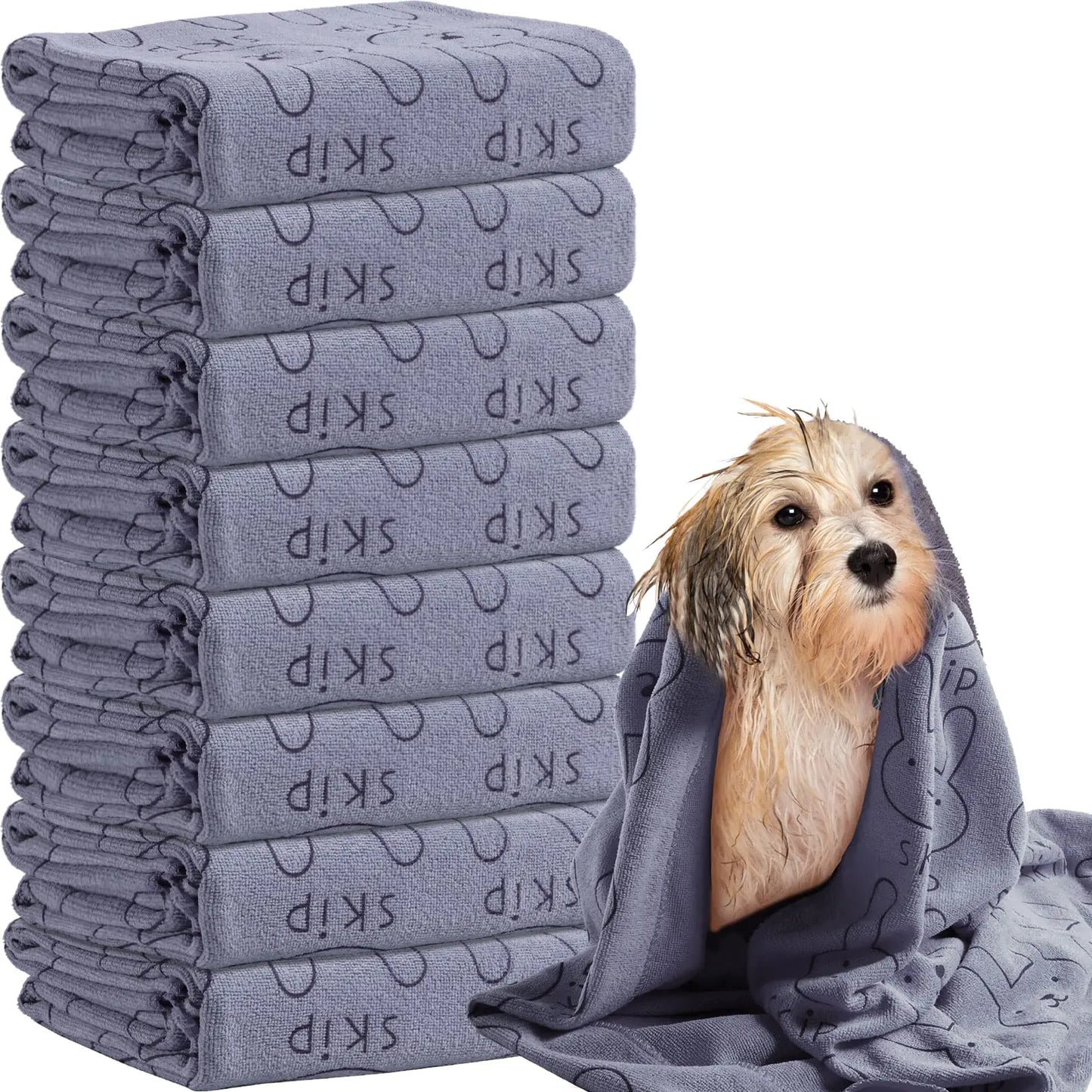 8 Pcs Pet Drying Towels Bulk 55 x 28 Towels for Small Medium Large Pets (Grey)