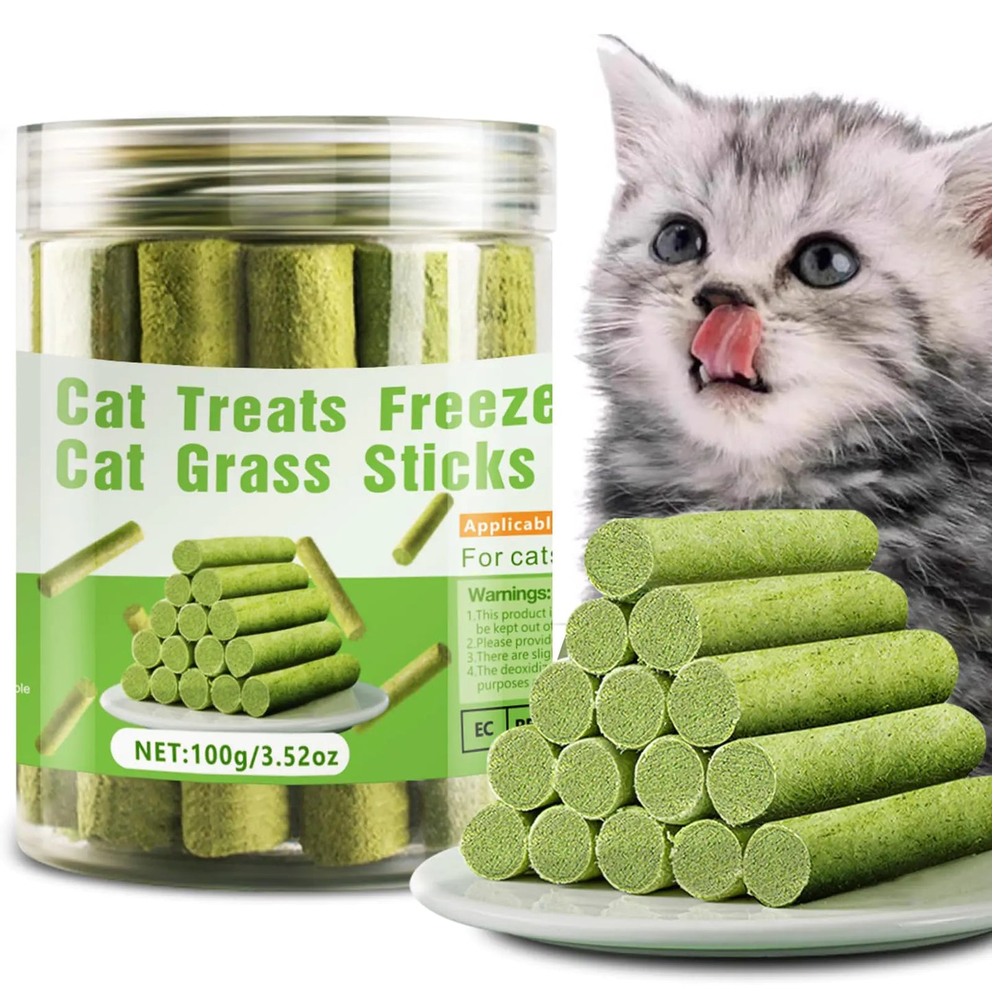 Cat Natural Grass Teething Sticks 100g Chew Sticks for Hairball Removal Dental Care Increase Appetite Catnip Sticks Toys