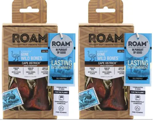 ROAM Pet Treats 4 Pack of Gone Wild Bones Small Cape Ostrich