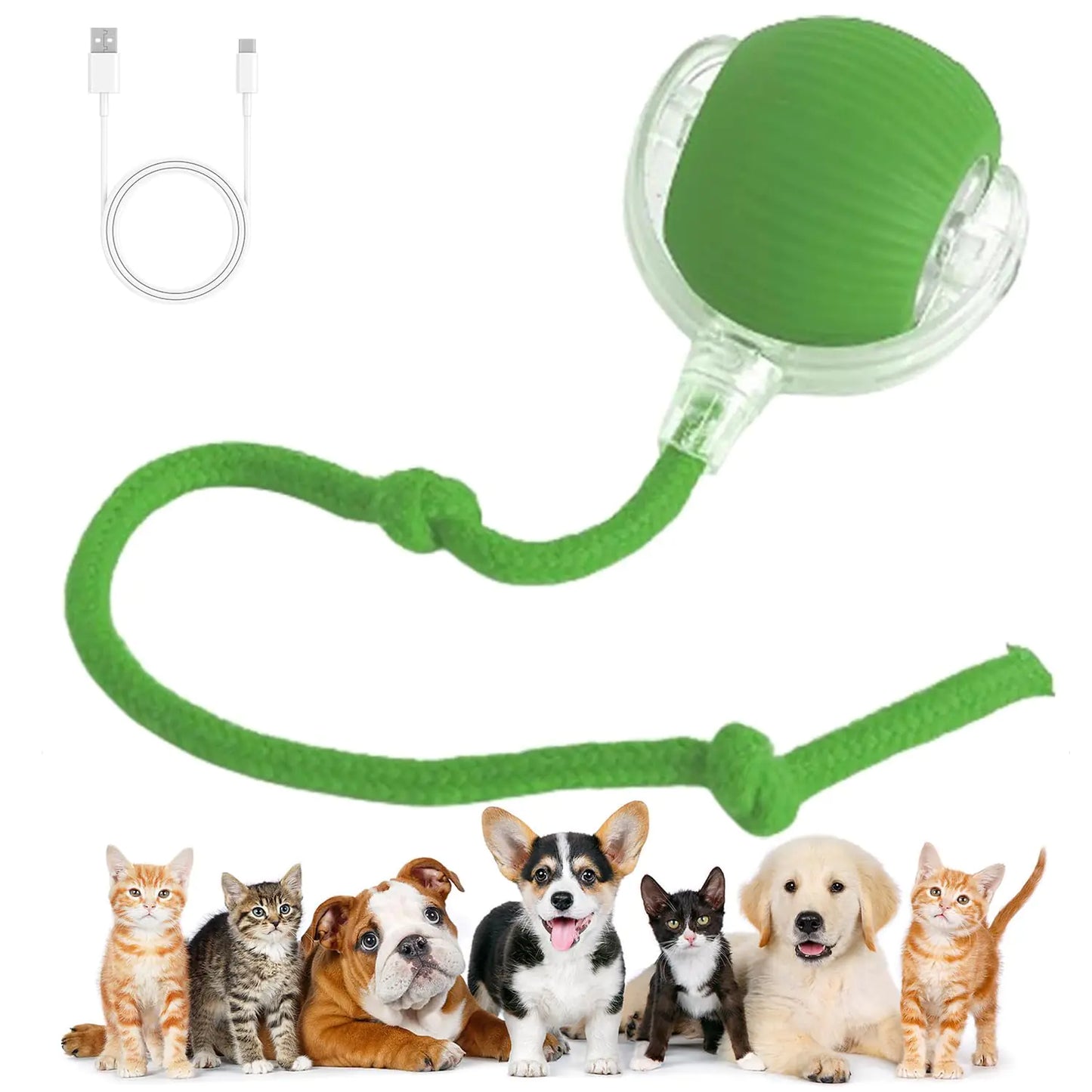 1pc Interactive Rolling Ball Electric Pet Toy（Green）